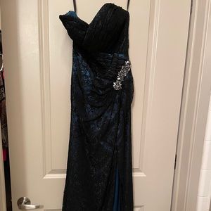 Teal and black prom dress
